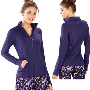 Fabletics Women's Purple Bri Mock Neck Mesh Detail Full Zip Jacket Size L